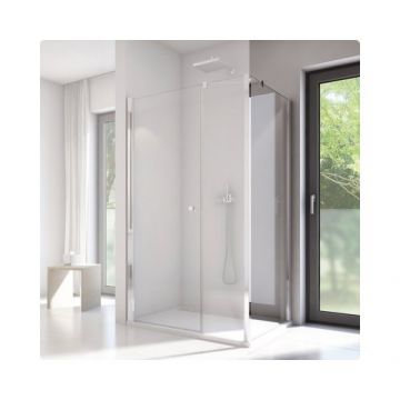 Cabina dus SanSwiss Solino SOL31+SOLT3, usa pivotanta+perete lateral fix - Culoare Crom