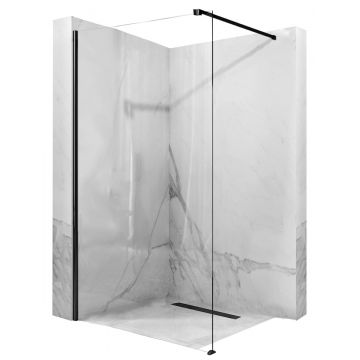 Paravan de duș Rea Aero, tip walk-in, negru mat - 110 cm