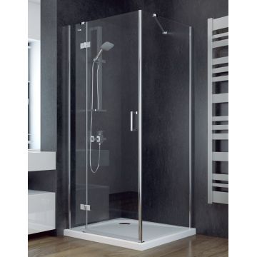 Cabina de dus patrata Besco Viva 80x80x195cm profil crom sticla transparenta securizata de 8 mm orientare stanga