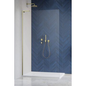 Cabina de dus tip Walk-in Radaway MODO SL II Brushed Gold 100 cm  orientare stanga  profil auriu periat