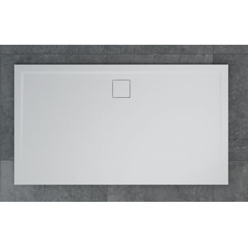 Cadita de dus dreptunghiulara SanSwiss Livada W20A 70x160 cm slim marmura sintetica scurgerea pe latura lunga alb