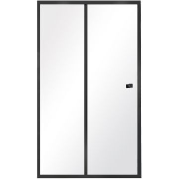 Usa de nisa culisanta Besco Duo Slide 110cm sticla transparenta securizata 6 mm profil negru