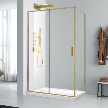 Cabina de dus Mediterraneo Petra Gold dreptunghiulara 120 x 90 cm Auriu Periat