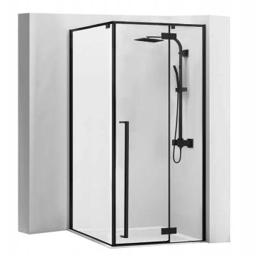 Cabina dus Rea Fargo 90x90 cm, cu cadita Savoy – profil negru Cabina dus Rea Fargo 90x90 cm, cu cadita Savoy – profil negru